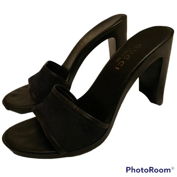 Y2K AUTH GUCCI TOM FORD MONOGRAM CANVAS OPEN TOE HIGH HEEL SANDALS ⭐️⭐️⭐️⭐️⭐️ - Picture 7 of 16